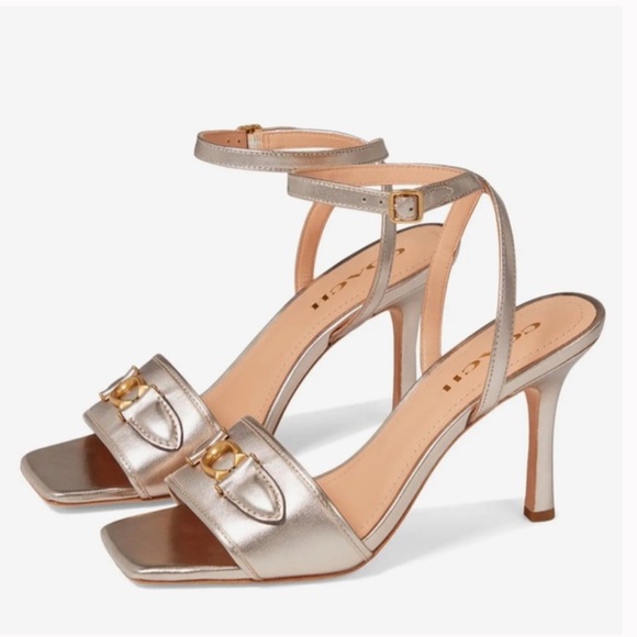 COACH Kyra Metallic Leather Sandal - Picture 1 of 16